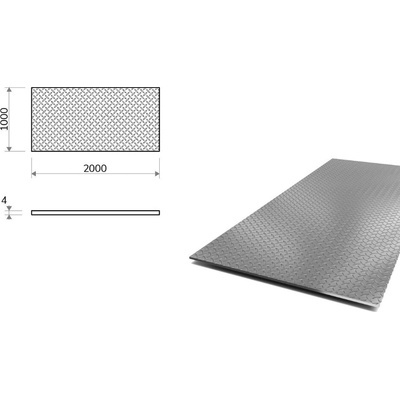 Nerezový plech slzičkový 1x2 m, tloušťka 4 mm