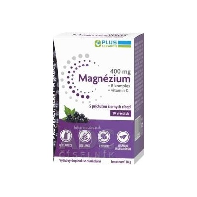 Vitar Plus Lekáreň Magnézium 400 mg+B komplex+vitamín C vrecúška s príchuťou čiernych ríbezlí 20 ks
