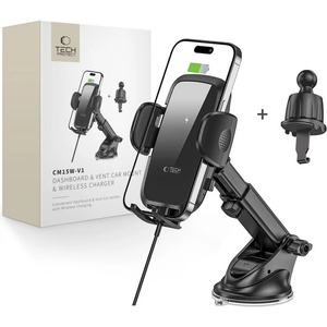 Tech-Protect Стойка за автомобил с безжично зареждане 15W от Tech Protect CM15W-V1 - Черна (9490713935095)