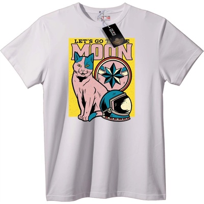 NOONEBRAND Тениска Котка към Луната - XL, White