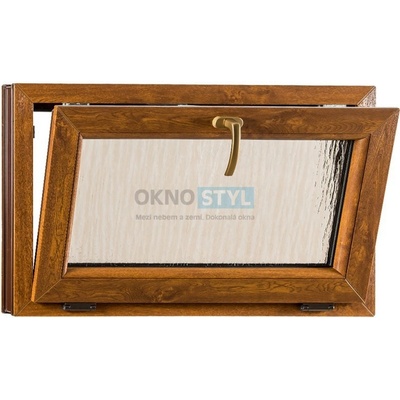 OKNOSTYL.cz plastové okno sklopné sklo kůra REHAU 900 x 550 cm Bílá / Zlatý dub