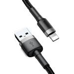 Baseus - Кабел за данни Cafule (CALKLF-CG1) - USB към Lightning, 1.5A, 2m - Сиво Черен