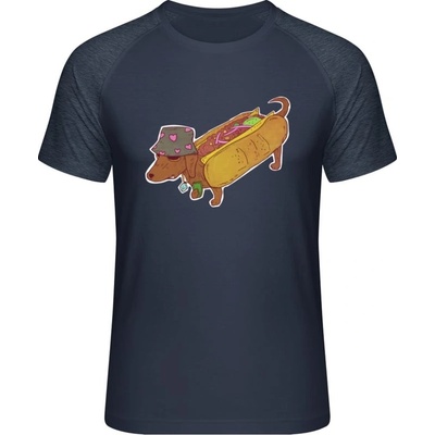 Mymate predĺžené tričko MY111 Dizajn Pes Hot-Dog navy heather navy