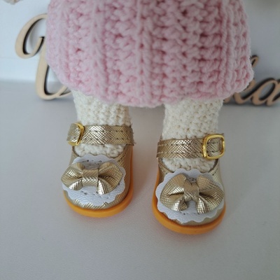 Topánky pre bábiku a zvieratká 5,5cm zlatá