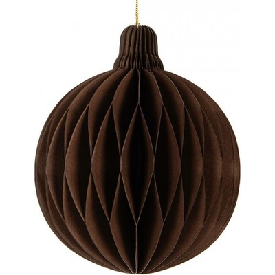 Hnědá vánoční ozdoba z papíru koule Harmonic I 10 cm