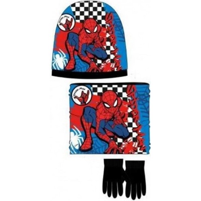 Sun City Chlapčenský zimný set čiapky, nákrčník, rukavice Spiderman Marvel čierny