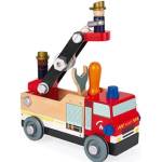 Janod Дървена кола и строителен комплект Пожарникари BricoKids (J06469)