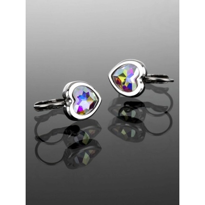 Prosperk náušnice s duhovým krystalem srdíčka S0340