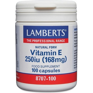 LAMBERTS Хранителна добавка витамин Е , Lamberts Vitamin E 250IU Natural 100 Caps