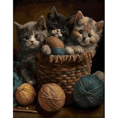 Norimpex - Puzzle Diamant painting: Kittens in a basket 30x40 cm - 1 - 39 piese