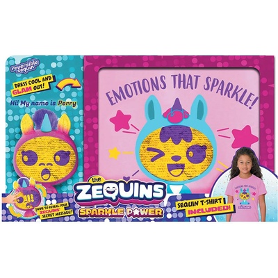 Комплект тениска с животинче Zequins - Sparkle Power с личице от пайети (ZQ014A1)