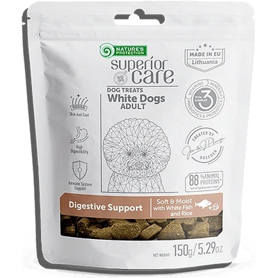 Nature's Protection Superior Care White Dogs Intestinal Care with white fish- снакс за бели кучета с бяла риба- 150гр