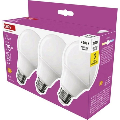 Emos Classic A60 9.5W E27 1055lm neutrálna biela 3ks ZQ5E53.3
