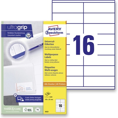 Avery Zweckform 3423 univerzální etikety 105,0 x 35,0 mm 1600 etiket bílé
