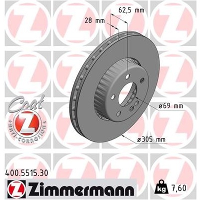 ZIMMERMANN Brzdový kotúč 400551530