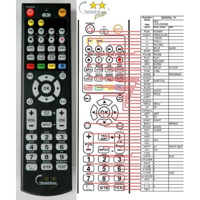 GENERAL SEG VCR-2380 - съвместимо дистанционно управление на марката General (VCR-2380)
