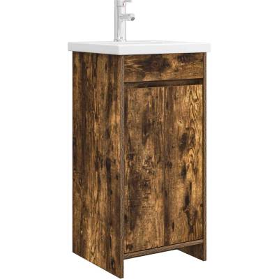 vidaXL Баня с мивка Опушен дъб 42 x 40 x 84, 5 см Инженерна дървесина (890772)