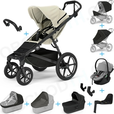 Thule Set 10v1 Urban Glide 4-wheel Soft beige 2024 + vanička Black+Thule Maple Light Gray+Thule Alfi+príslušenstvo
