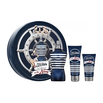 Jean Paul Gaultier Le Male In The Navy Подаръчен комплект, Eau de Toilette 125ml + Душ гел 75ml + Афтършейв балсам 50ml, мъже