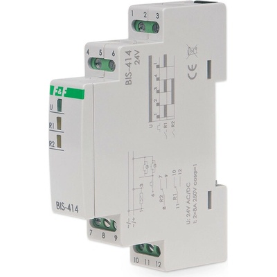 BIS-414/24 - Sekvenčné impulzné relé, 24V, 16A, 2x NO/NC