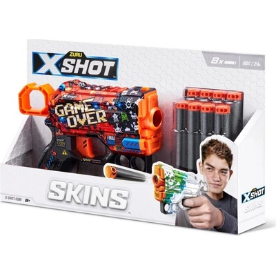 X-Shot Skins Menace – pištoľ na penové šípky, vzor B (8 šípok)