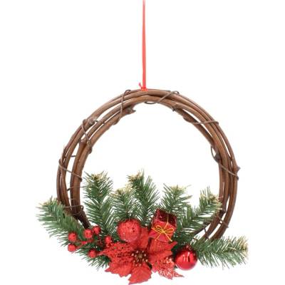 Pro-Tech shop Vánoční věnec 30cm červený ratanový závěsný 69326