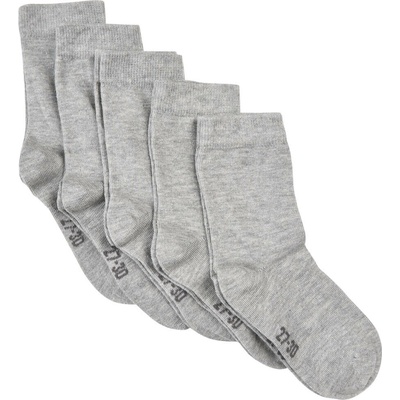Minymo 5 párovponožiek pre deti z bavlny jednofarebnej šedej light grey melange