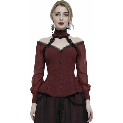 Devil Fashion Red gothic shirt with open shoulders černá