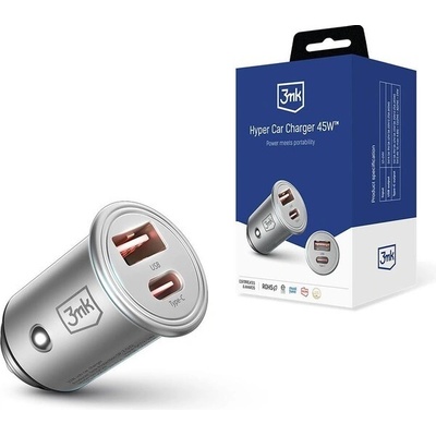 3mk Hyper Car Charger 45W nabíječka do auta, USB-A/USB-C (PD)