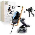 Tech-Protect v21 magnetic magsafe dashboard & vent car mount wireless charger 25w qi2.2 black (5906302392902)