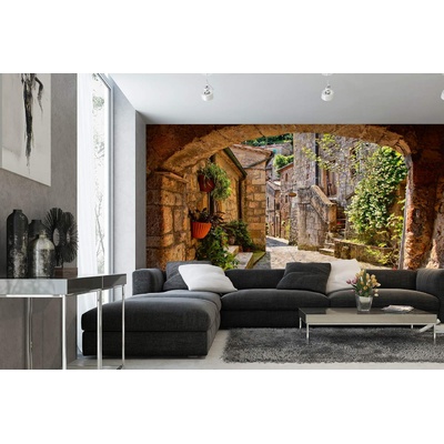 DIMEX ART Самозалепваща се флизелинова фототапета сводеста улица в тоскана 375 x 250 см
