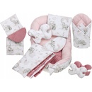 BabyMAM Set pre bábätko do postieľky 6v1 MyBaby Minky ružová-slon