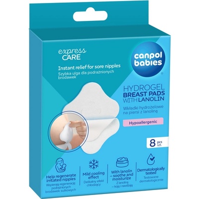 CANPOL BABIES Hydrogélové hojivé prsné vankúšiky s lanolínom 8 ks