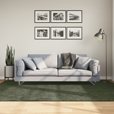 vidaXL Килим HUARTE с къс косъм, мек и миещ се, горско зелен 160x230см (375098)