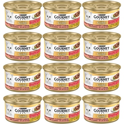 Gourmet Gold cat losos a kuře ve šťávě 12 x 85 g