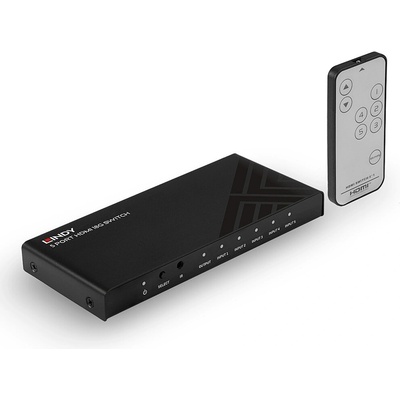 LINDY LNY-38233 : 5-портов HDMI 2.0 18G, видео превключвател, превключвател, 4K@60Hz (LNY-38233)