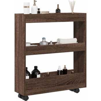 vidaXL Тясна количка за съхранение 3 нива кафяв дъб инженерно дърво (855247)