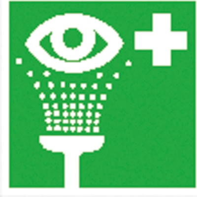 Cedule "Zařízení pro výplach očí", fotoluminiscenční, ISO 7010, fólie, 150 x 150 mm, BJ = 10 ks