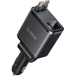 ORICO Зарядно за кола с вградени 2xUSB-C кабелa и USB-A и USB-C изходи - Orico Car Charger With USB-C Cable 45W (черен) (ORICO-TR-45-1A3C)