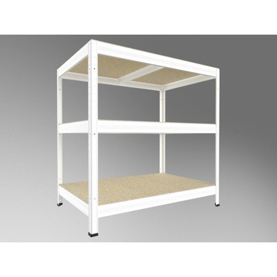 Biedrax Regál do technickej miestnosti 50 x 90 x 90 cm, biely, 3 police OSB 10 mm, nosnosť 200 kg na policu