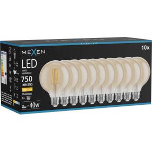 Mexen Vintis 10x LED филaмент крушка E27, G95, 8W, Топла - 2700K, 750 лм, кехлибар (L157-E27-0827-50x10)