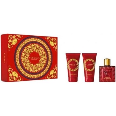 Versace Eros Flame - Подаръчен комплект за мъже: 50мл душ гел + 50мл гел за след бръснене + 50мл парфюм