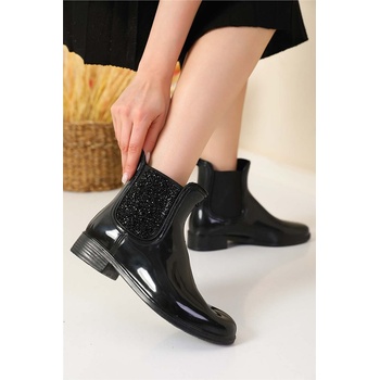 Johns Athletic Дамски гумени боти със страничен ластик с декоративни камъни 3055 - Черни #360264 (360264_Черно)