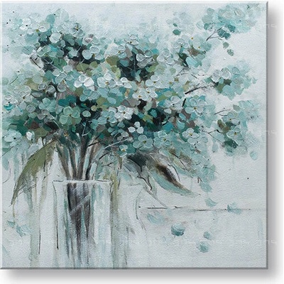 Maľovaný obraz na stenu KVETY VO VÁZE 70x70 cm - 70×70 cm / Klasický 2 cm