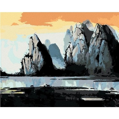 zuty Malování Podle Čísel Horská Krajina V Číně 40 x 50 Cm Plátno Rám
