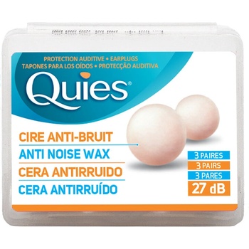 Quies Восъчни тапи за уши (кръгли) 27 dB за еднократна употреба за възрастни, 3 чифта | Quies (101013 (310101))