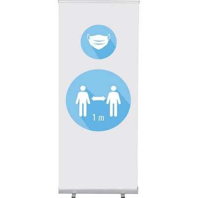 Jansen Display Set Roll-baneru Budget s vytištěným motivem maska a vzdálenost 1 metru, bílý, 870 x 2080 mm