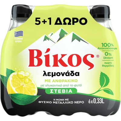 Vikos Citronová stevia 6 x 330 ml