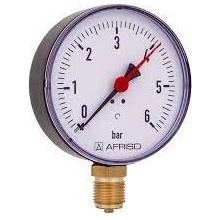 Manometer Afriso RF, 100 mm, G1/2 "B, 0/25 bar, spodný, samotesniaci závit, mosadz, 63616