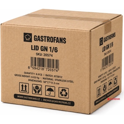 Gastrofans 6x veko pre GN 1/6, nerezové